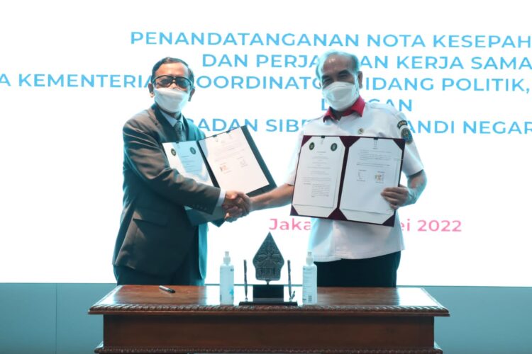 Menko Polhukam dan Kepala BSSN Lakukan Penandatanganan Nota Kesepahaman tentang Sertifikat Elektronik