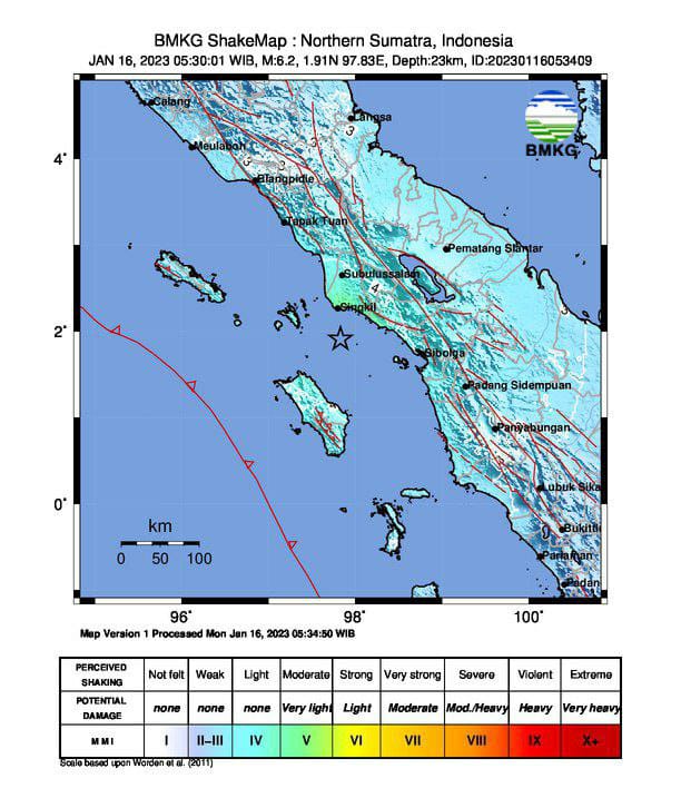 Gempa Magnitudo 6,2 Guncang Aceh Singkil, Empat Kabupaten Rasakan Getaran Kuat