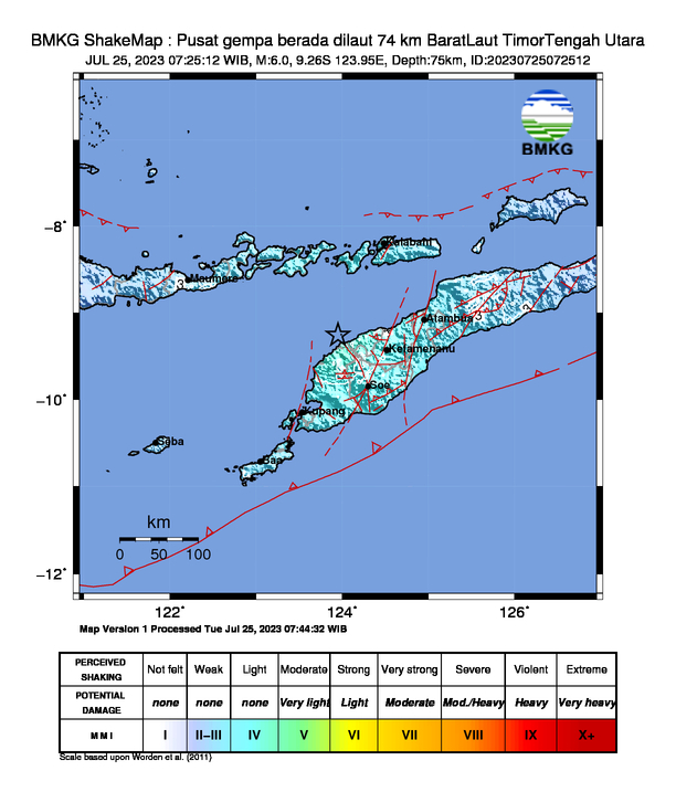 Gempa Bumi 6 Magnitudo Dirasakan 2 Kabupaten di NTT