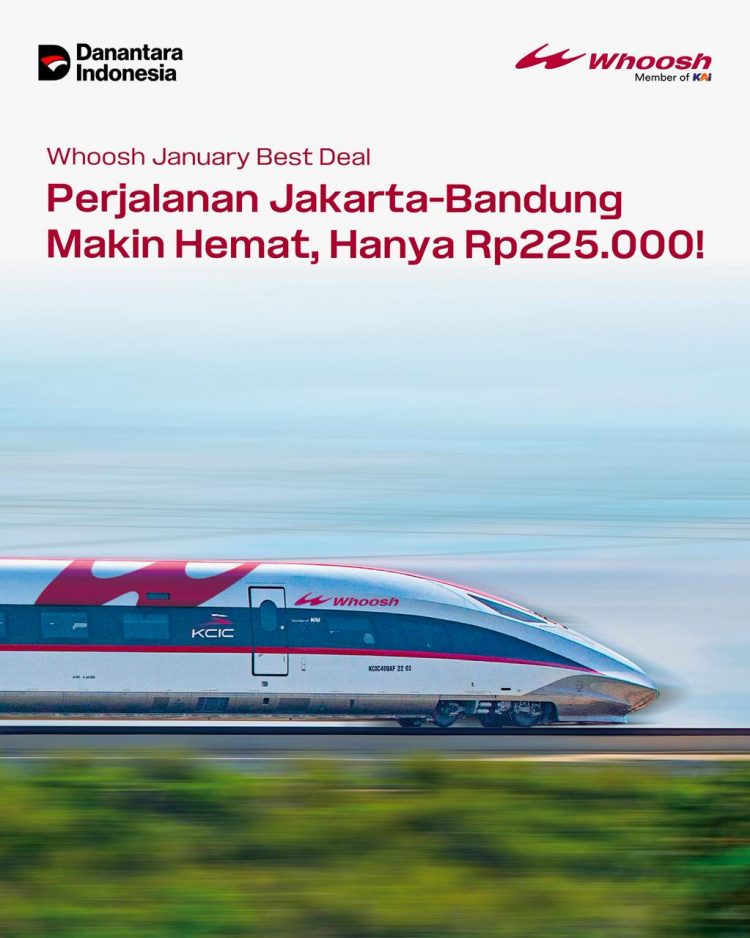 Promo Whoosh January Best Deal, Tiket Whoosh Diskon Menjadi Rp225 Ribu