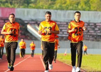 Ratusan Personel Polres Kuansing Ikuti Tes Kesamaptaan