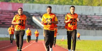 Ratusan Personel Polres Kuansing Ikuti Tes Kesamaptaan