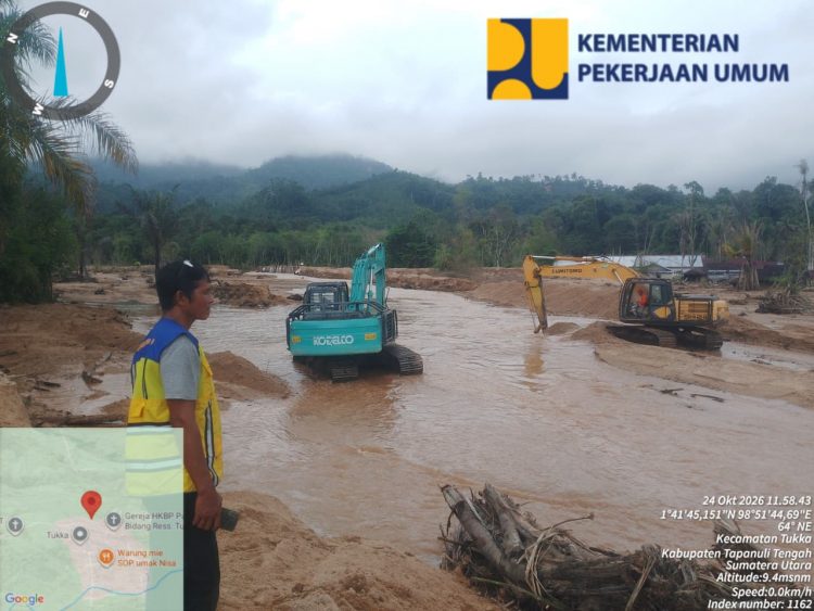 Kementerian PU Perkuat Tanggul Sungai Pasca Banjir di Tapanuli Tengah